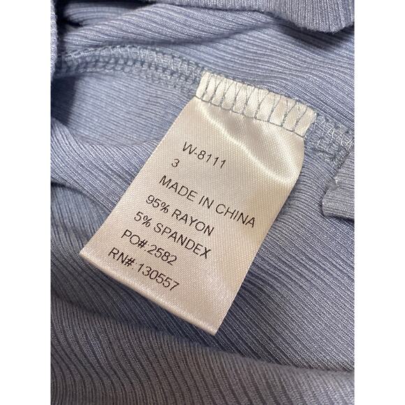 NEW Shift Women's Blue Rib Knit Long Dolman Sleeve Crewneck Sweater Top Size 3 - Picture 4 of 4